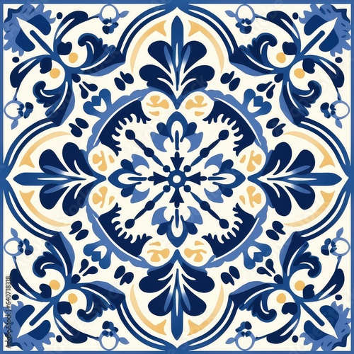 Seamless pattern illustration in traditional style - like Portuguese tiles azulejo