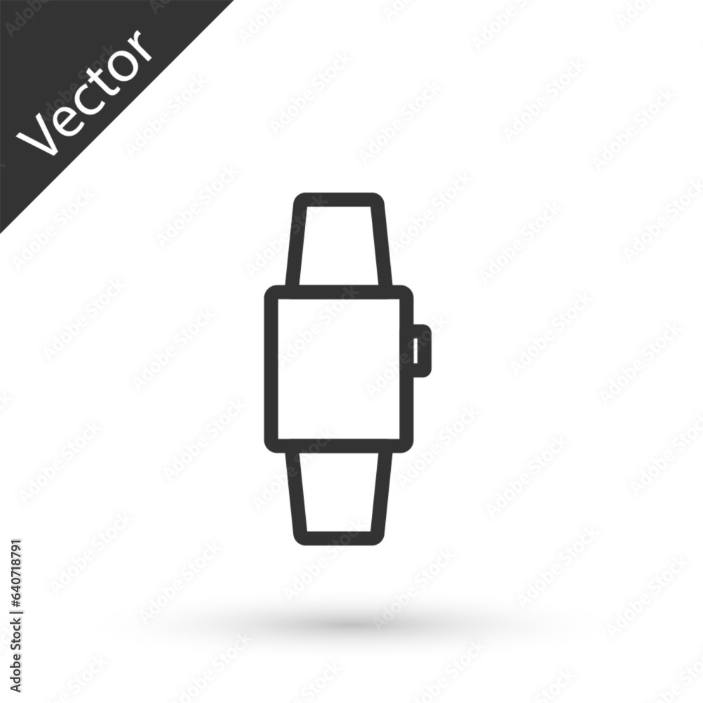 Grey line Smartwatch icon isolated on white background. Vector Grey line Smartwatch icon isolated on white background. Vector