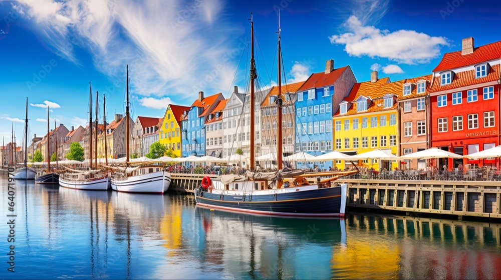 Obraz na płótnie Nyhavn Port: Exploring the Historic Canal and Heritage Destination in Central Copenhagen, Denmark w salonie
