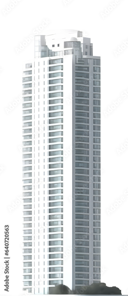 Modern skyscaper building isolated, cutout transparent urban highrise cityscape and office firm background for architecture visual concept design assets, Ai generated infrastructure block