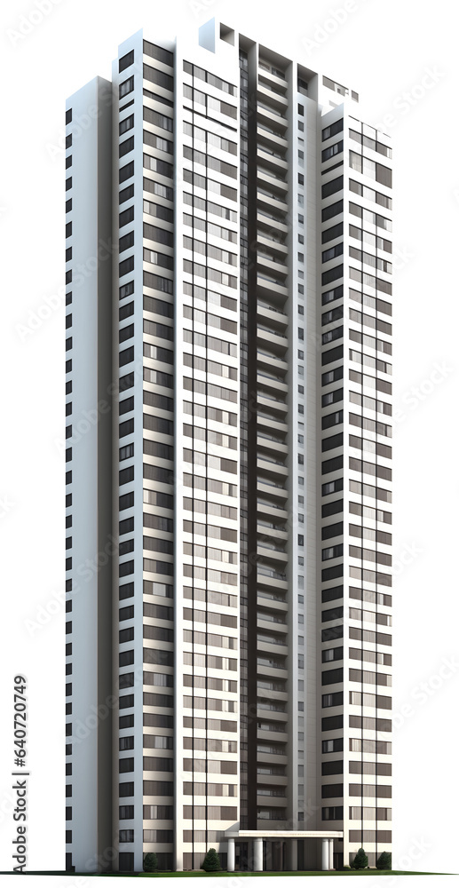 Modern skyscaper building isolated, cutout transparent urban highrise cityscape and office firm background for architecture visual concept design assets, Ai generated infrastructure block