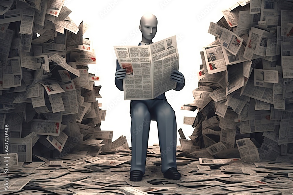 character page grey finance aware white manager paper paper human news 3d people clever th read newspaper story threedimensional abstract document write humorous news human wisdom article media read - obrazy, fototapety, plakaty 