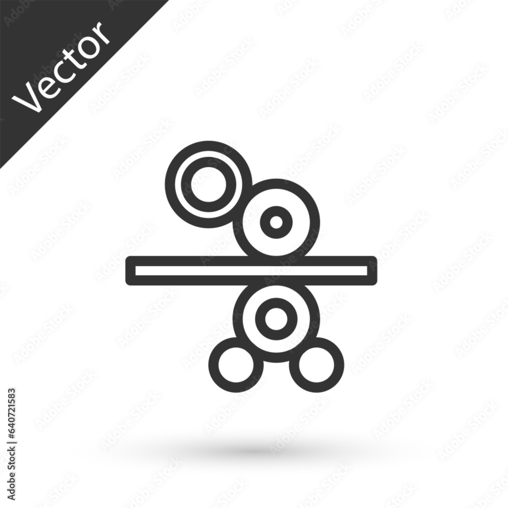 Grey line Paper roll of a printing press icon isolated on white background. Vector Grey line Paper roll of a printing press icon isolated on white background. Vector