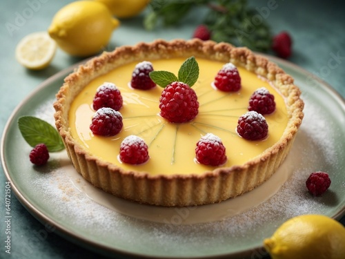 Traditional french lemon tart. View from above