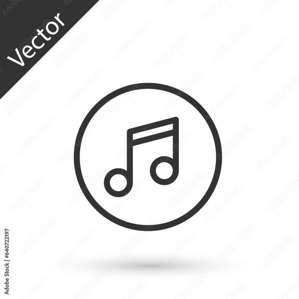 Grey line Music note, tone icon isolated on white background. Vector Grey line Music note, tone icon isolated on white background. Vector