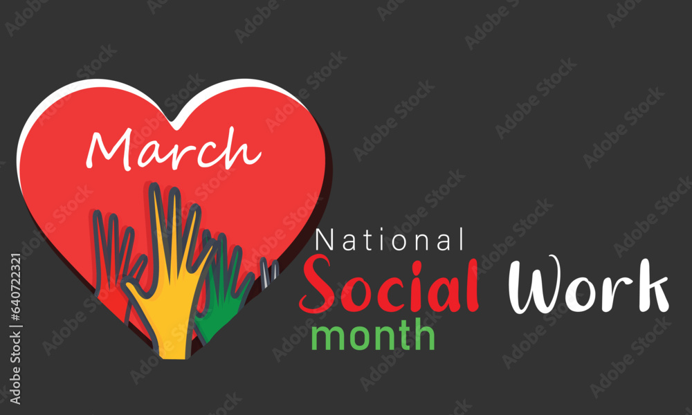 Social work month. background, banner, card, poster, template. Vector illustration.