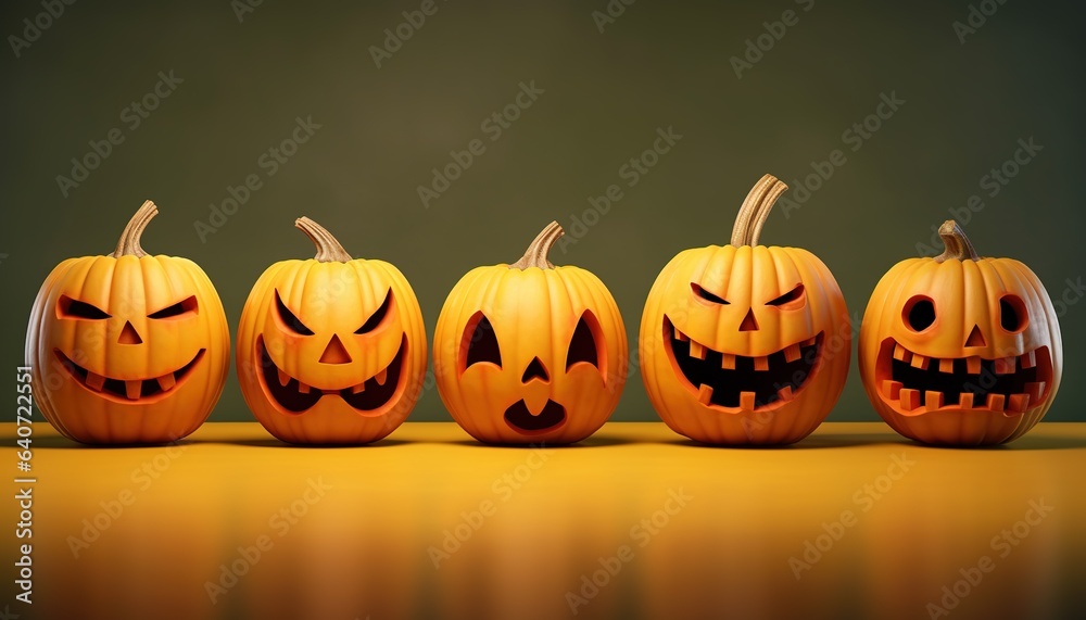Halloween pumpkins with funny grimace Halloween pumpkins with funny grimace