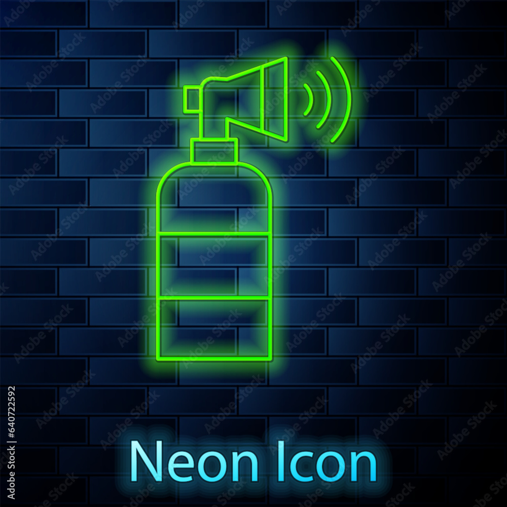 Glowing neon line Air horn icon isolated on brick wall background. Sport fans or citizens against government and corruption. Vector Glowing neon line Air horn icon isolated on brick wall background. Sport fans or citizens against government and corruption. Vector