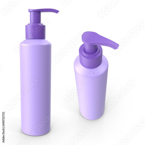 set of cosmetic bottles on transparent background