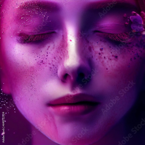 Portrait of a Woman in Radiant Orchid Magenta Color · Creative Makeup