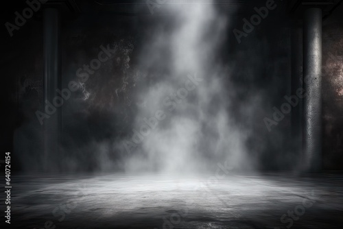 floor background black room space empty mist spot fog lighting dark concrete studio