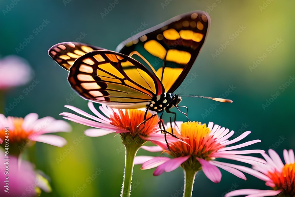 Beautiful butterfly on flowers. Beautiful butterfly on flowers.
