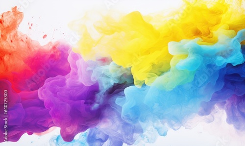 Colorful cloud of smoke isolated on white background. Abstract background.