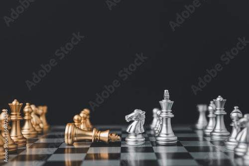 Chessboard game for thought and competition and strategy as business success concept.