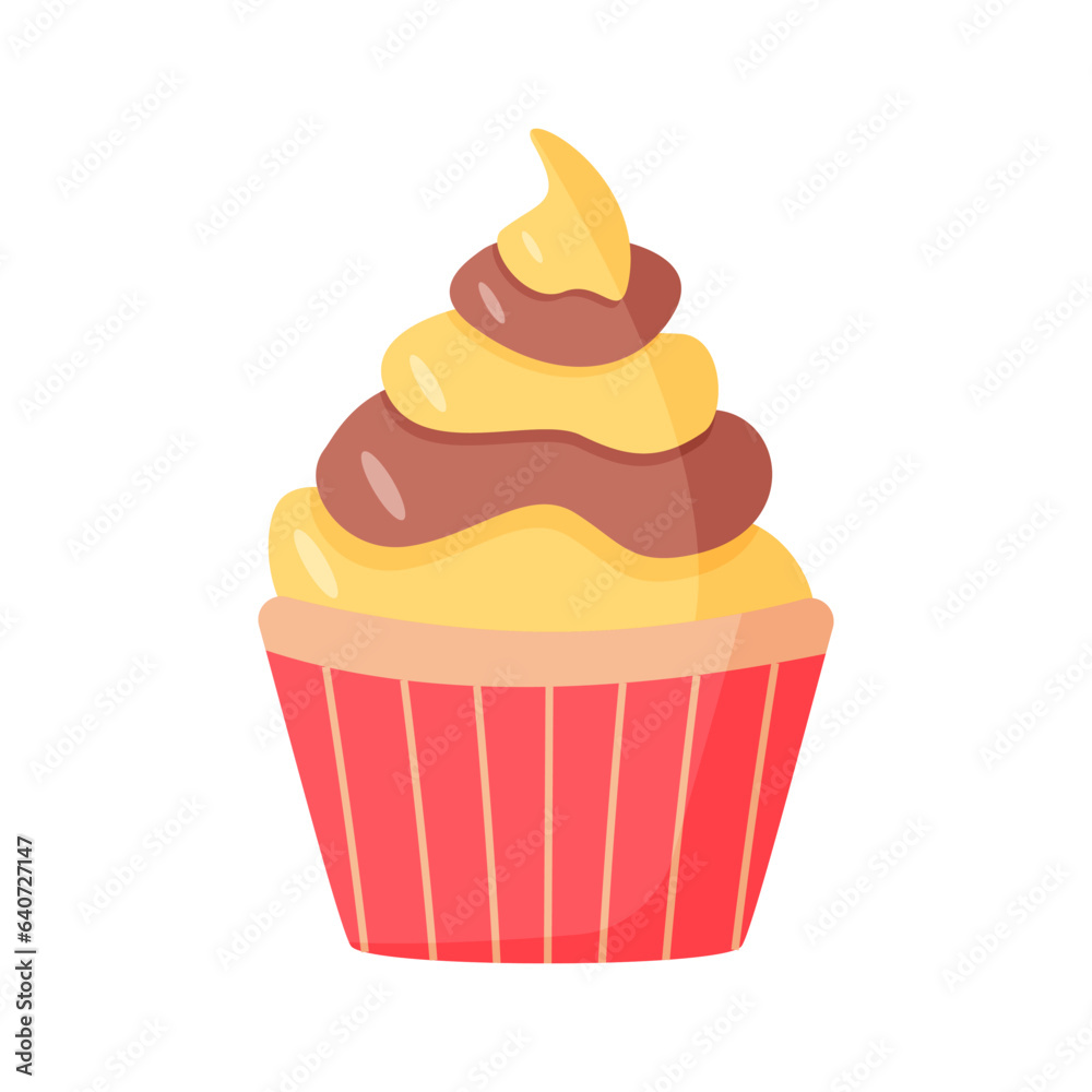 Ice cream in creamers and baskets. Vector illustration of summer refreshing dessert. Icon for the cafe restaurant menu. Single color isolate on white. Ice cream in creamers and baskets. Vector illustration of summer refreshing dessert. Icon for the cafe restaurant menu. Single color isolate on white.