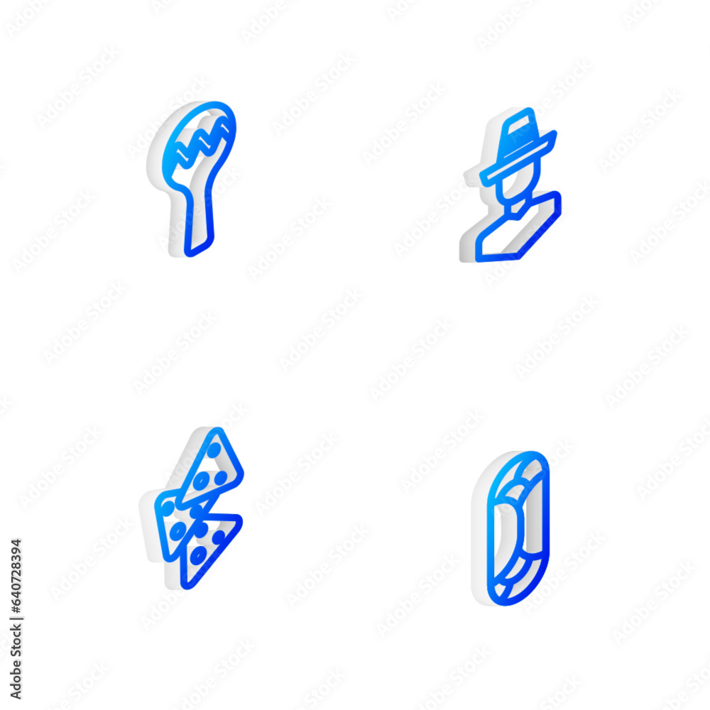 Set Isometric line Mexican man sombrero, Maracas, Nachos and Burrito icon. Vector Set Isometric line Mexican man sombrero, Maracas, Nachos and Burrito icon. Vector