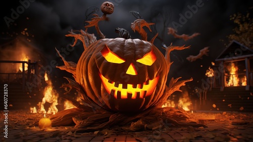 Amazing Close up of a Glowing Pumpkin. Scary. Evil.