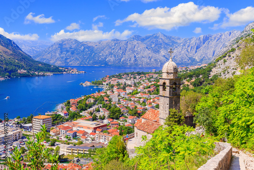 Kotor bay and Old Town from Lovcen Mountain. Montenegro. photo