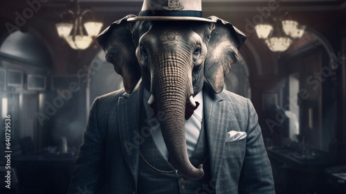 full body elephant as mafioso in the style of Peaky.Generative AI