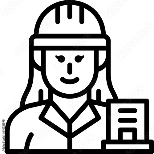 woman contractor line icon