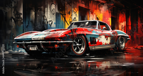 vintage cars with graffiti that look like cars on the streets