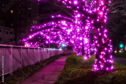 東京都・目黒川 冬の桜イルミネーション 