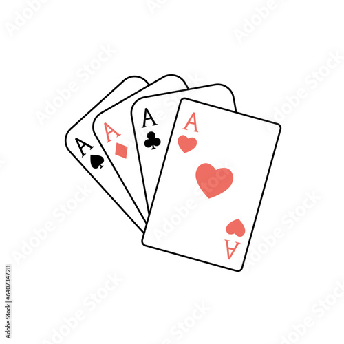 Four aces. Poker playing cards. Vector illustration.
