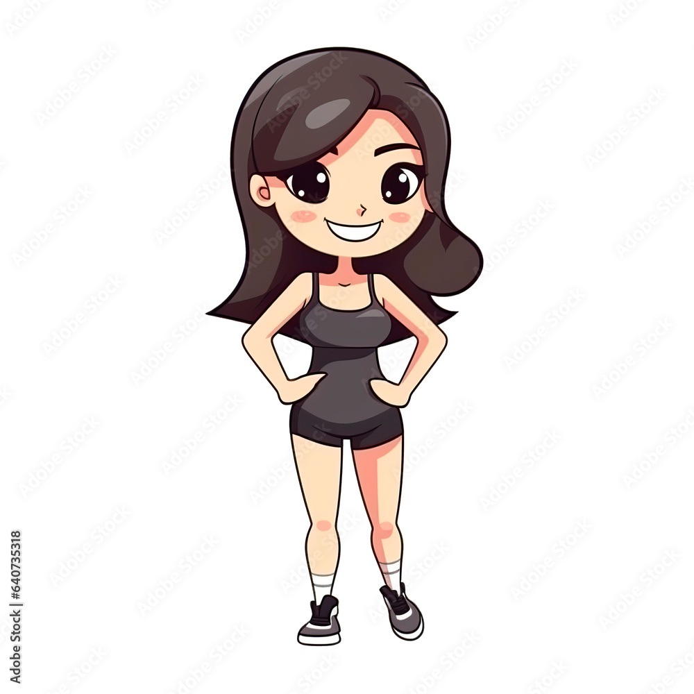 fitness girl happy face full body cartoon fitness girl happy face full body cartoon