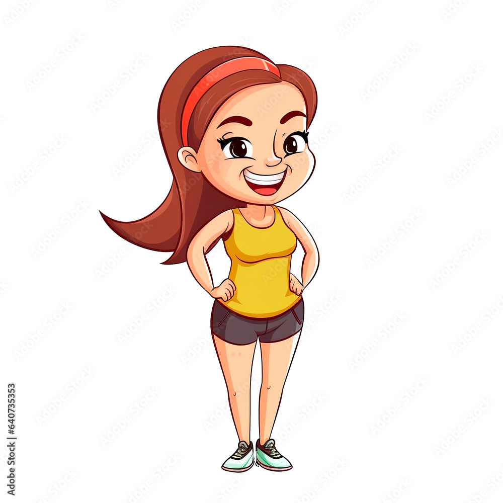 fitness girl happy face full body cartoon fitness girl happy face full body cartoon