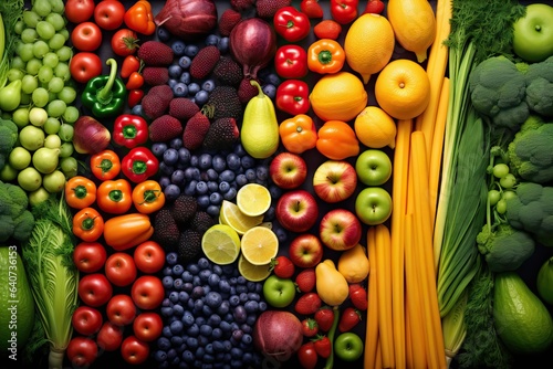 vegetables fresh assortment rainbow colors fruits organic