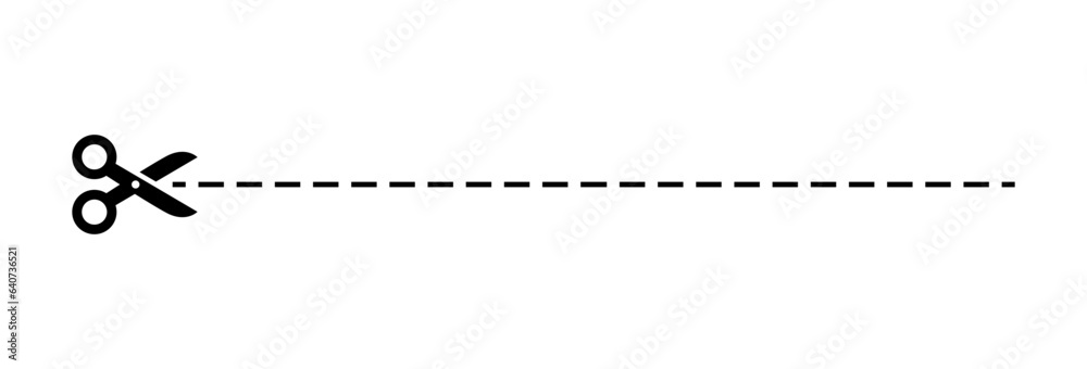 Scissors, trim line icon, instruction. Cut here symbol. Scissors, trim line icon, instruction. Cut here symbol.