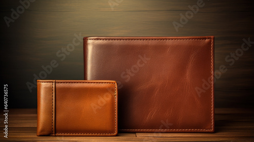 brown men leather wallet on a black background
