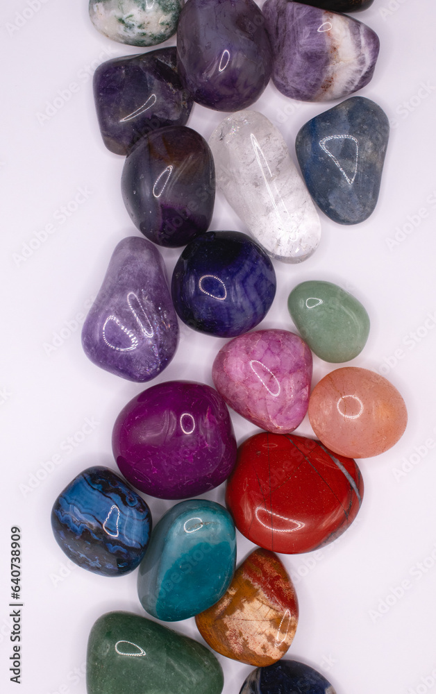 Colorful stones on a white background Colorful stones on a white background