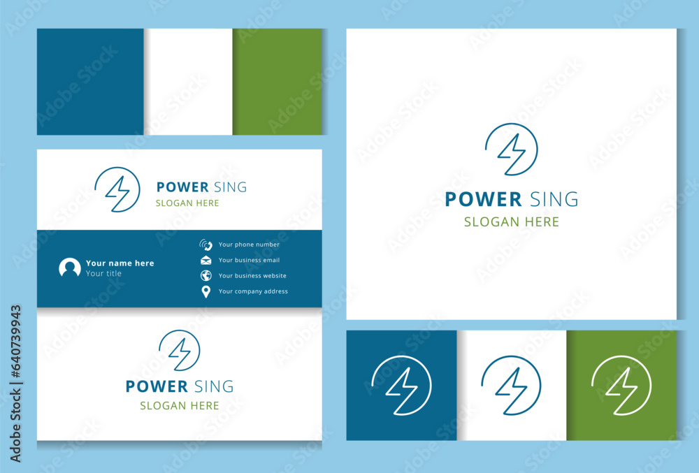 Power sing logo design with editable slogan. Branding book and business card template.