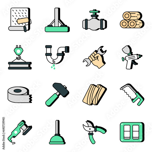 Pack of Repair Equipment Flat Icons

 photo