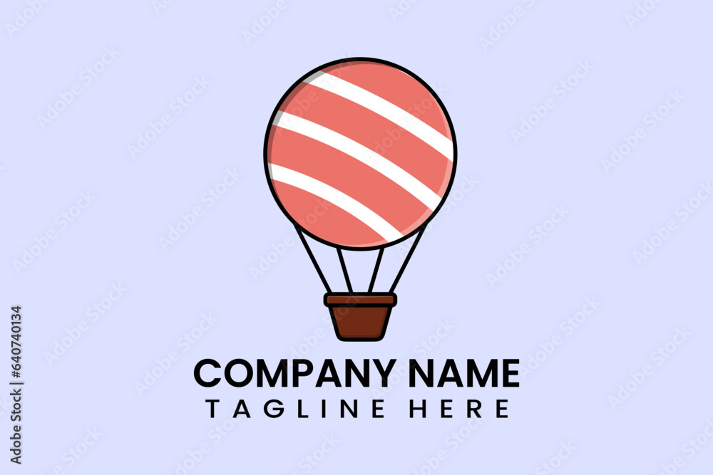 Naklejka premium Flat vector parachute balloon sushi logo modern style template