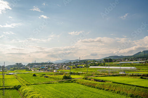 夕方の東御市の田園風景