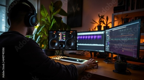 Producer in a home recording studio
