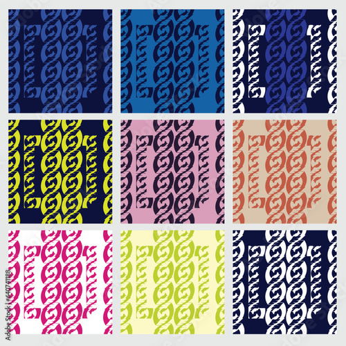 Set of patterns with abstract beans; two colors pattern