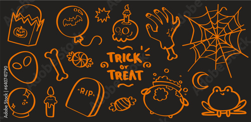 Set de ilustraciones dibujadas a mano de Halloween. Vector