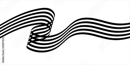 Black on white abstract perspective line stripes with 3d dimensional effect isolated on white.	