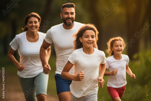 Joyful Family Sprinting Through the Park