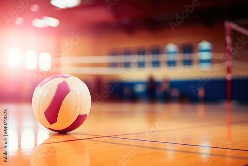 Dramatic Volleyball Arena: Close-Up Shot with Stadium Glow