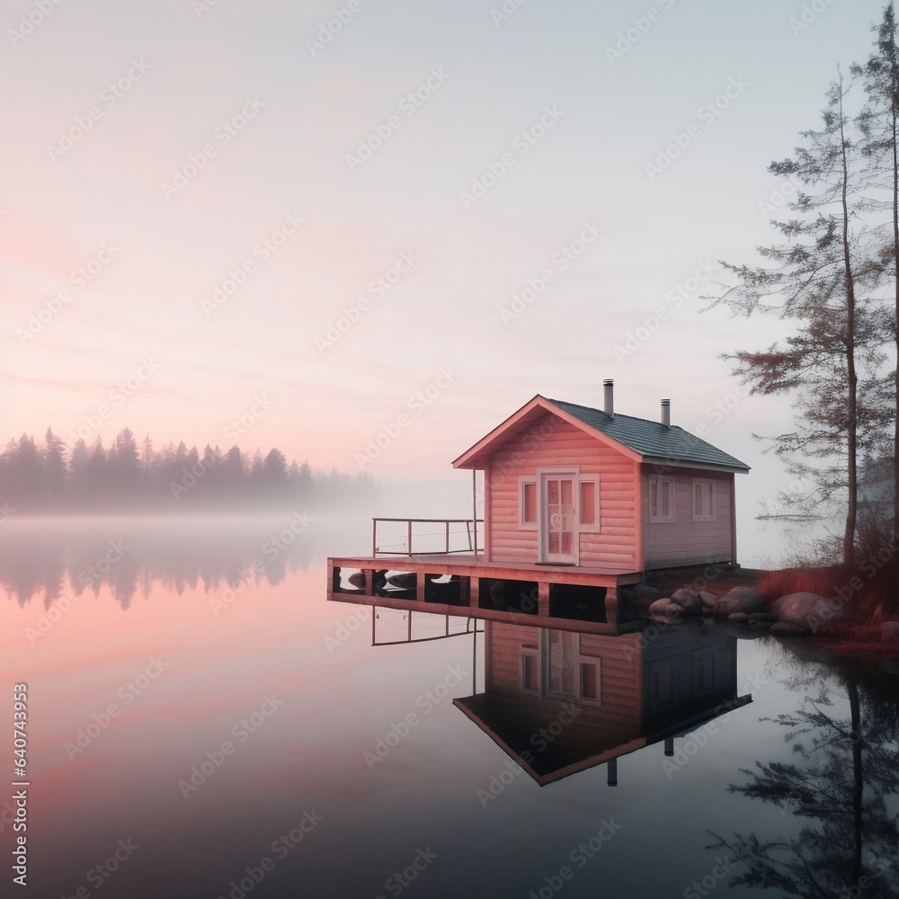 Fototapeta premium house on the lake