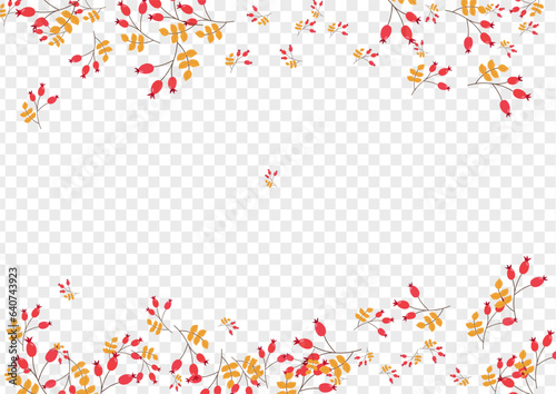 Green Leaves Background Transparent Vector. Herb Agriculture Design. Pink Berries Autumn. Floral Illustration. Foliage Forest.