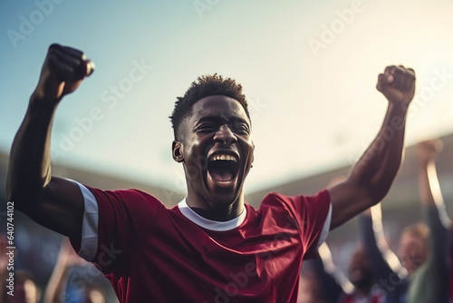 Leinwand Poster Player's Joyful Goal Celebration