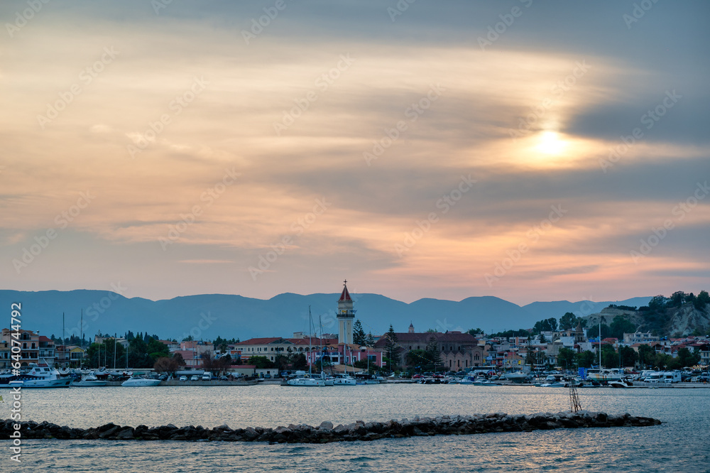 sunset over the sea Zakhyntos Town 