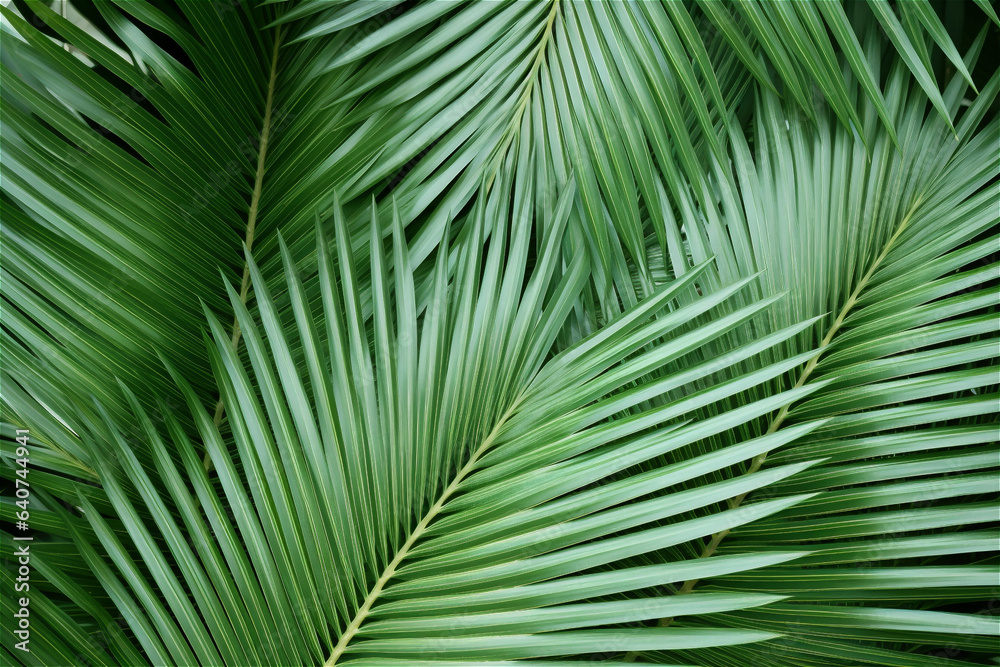 Fototapeta premium Green palm leaf pattern texture abstract background