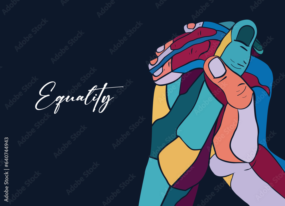 Equity Concept, vector Illustration, Human Rights, Equal Opportunities, Gender Equity, Justice, Medical equality, Modern, Embrace Equity, Respective Needs, Women's rights, LGBT Rights - obrazy, fototapety, plakaty 