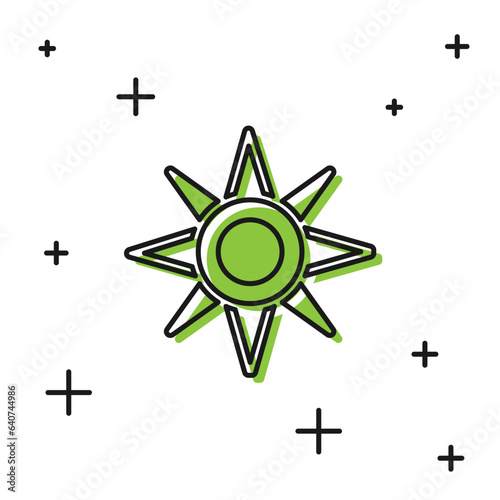 Black Wind rose icon isolated on white background. Compass icon for travel. Navigation design. Vector